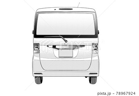 漫画風ペン画イラスト 車 軽自動車のイラスト素材