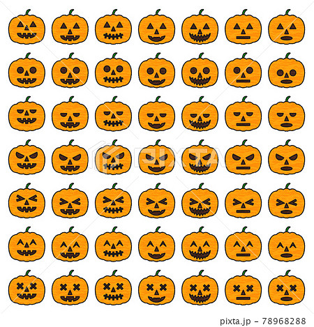 ハロウィン　かぼちゃ　お化け　手書き風イラスト　カラフルアイコンセット 78968288