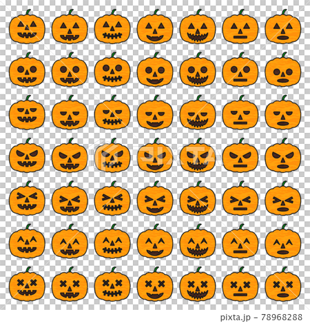 ハロウィン　かぼちゃ　お化け　手書き風イラスト　カラフルアイコンセット 78968288