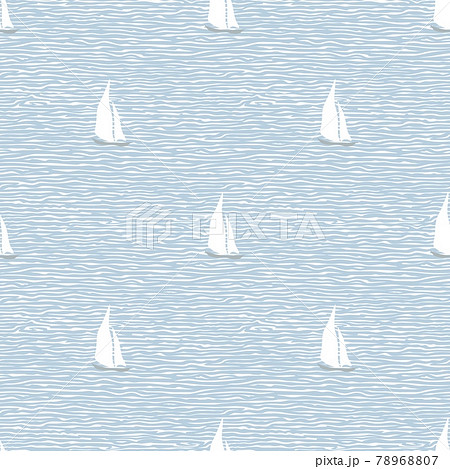 Seamless pattern with with the sea and sailboats. Blue ocean, white waves, sails. Endless texture for wallpapers, textiles, pillows, fabrics, wrapping paper, web backgrounds. Flat style. Vector image. Seamless pattern with with the sea and sailboats. Blue ocean, white waves, sails. Endless texture for wallpapers, textiles, pillows, fabrics, wrapping paper, web backgrounds. Flat style. Vector image. 78968807