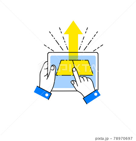 Rising gold prices. Business analysis of precious metal. Investment on stock exchange. Online application in tablet in hands. Gold bar. 78970697