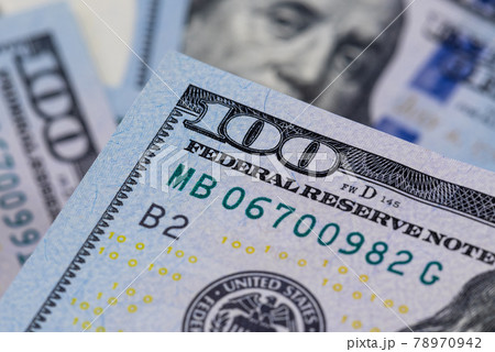 Close up of one hundred US dollar banknotes. Money background. Financial, business, investment and economical concept. 78970942