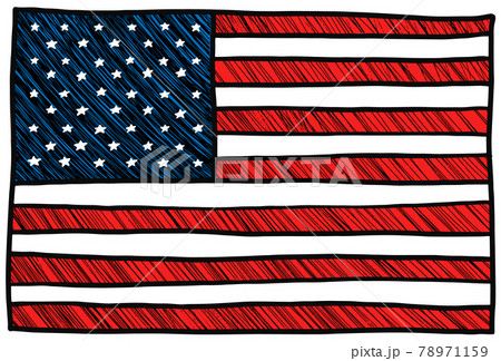 Sketch USA flag. United states of America doodle hand drawn Sketch USA flag. United states of America doodle hand drawn 78971159