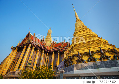 The golden pagoda at wat phra kaew.Temple of the Emerald Buddha, Bangkok, Thailand The golden pagoda at wat phra kaew.Temple of the Emerald Buddha, Bangkok, Thailand 78974562