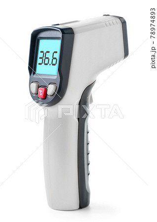 Electronic medical non-contact thermometer on a white background, isolated. Temperature meter 36.6 78974893