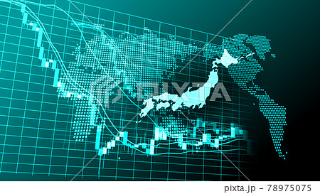 日本の緑色のデジタル株価チャートイメージ 78975075