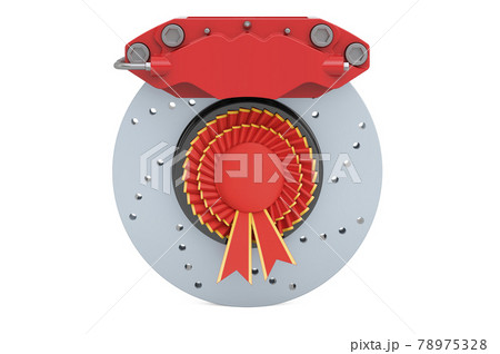 Car disc brake with best choice badge, 3D rendering 78975328
