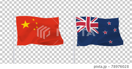 中国とニュージーランドの国旗 中国とニュージーランドの国旗 78976028