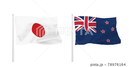 日本とニュージーランドの国旗 78976164