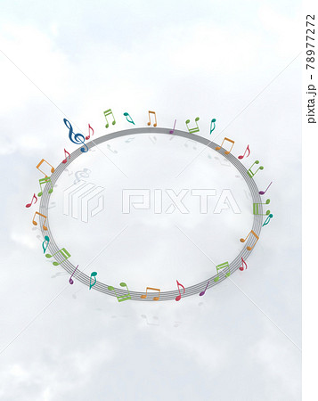 フレーム カラフルな音符小 円形 CGイラスト縦 フレーム カラフルな音符小 円形 CGイラスト縦 78977272