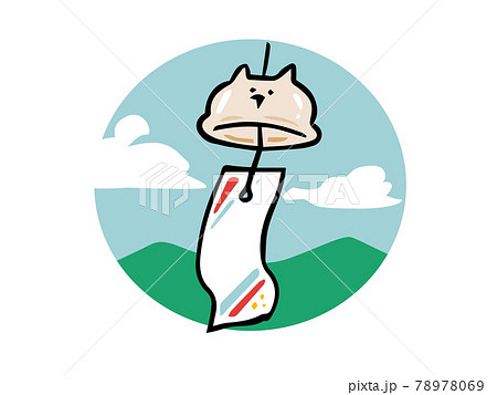猫の形をした風鈴 背景付 猫の形をした風鈴 背景付 78978069