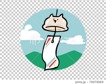 猫の形をした風鈴 背景付 猫の形をした風鈴 背景付 78978069
