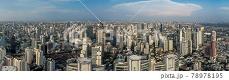 Aerial view of Bangkok Asoke, Khlong Toey during covid lockdown, Thailand 78978195
