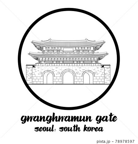 Circle Icon line Gwanghwamun Gate. icon vector illustration Circle Icon line Gwanghwamun Gate. icon vector illustration 78978597