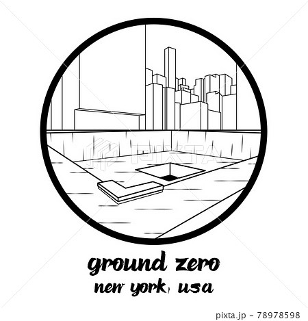 Circle icon line Landmark Ground Zero Monument in Newyork USA. icon vector illustration  78978598