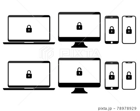 南京錠アイコン デジタルデバイスロック画面 シンプルイメージアイコンセット Pc スマートフォン のイラスト素材 7729