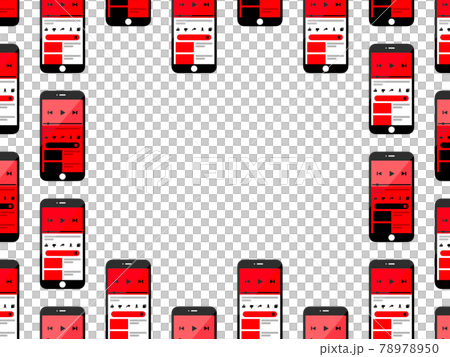 動画アプリ スマートフォン再生画面イメージ敷き詰めフレーム 白背景 縦整列 のイラスト素材 7750