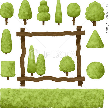 植木やトピアリーの木のイラスト素材