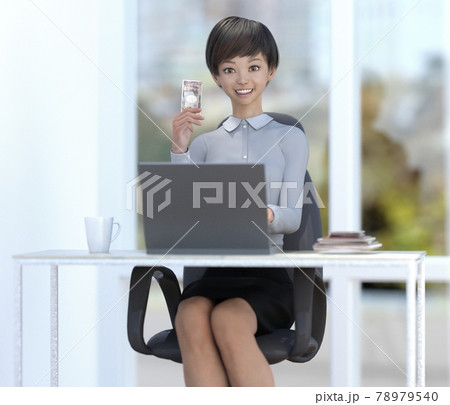 ネットビジネス　成功　イメージ　perming 3DCGイラスト素材 78979540