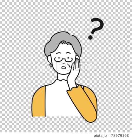 考えるシニアの女性のイラスト 78979568