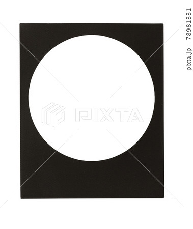Realistic black card photo frame with circle space inside isolated on background 78981331