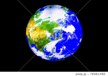 青い地球　日本を中心で背景は黒　ジャパン 78981480