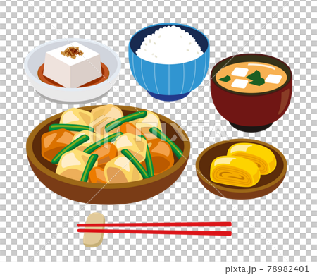 肉じゃが定食のイラスト素材 7401
