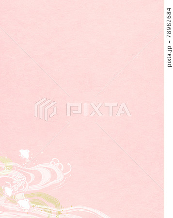 波と千鳥をあしらったピンク色のかわいい和風背景 78982684