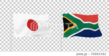 日本と南アフリカ共和国の国旗のイラスト素材 73