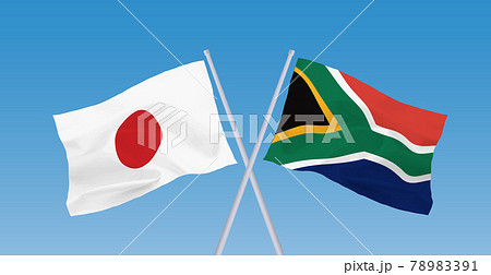 日本と南アフリカ共和国の国旗のイラスト素材 7391