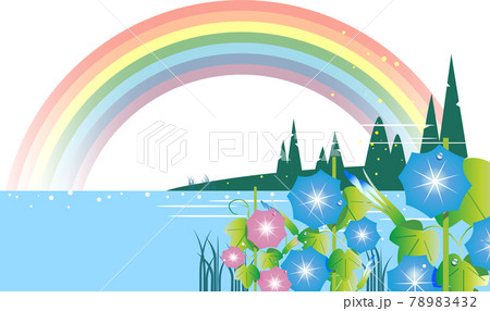 朝顔が咲き,虹が出てる夏の風景 朝顔が咲き,虹が出てる夏の風景 78983432