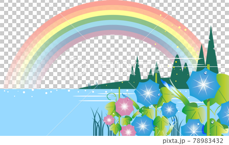 朝顔が咲き,虹が出てる夏の風景 朝顔が咲き,虹が出てる夏の風景 78983432