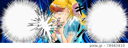 70年代少女漫画ハンカチを噛み締めて悔しがる金髪のお嬢様 78983810