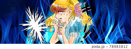 70年代少女漫画ハンカチを噛み締めて悔しがる金髪のお嬢様 78983812
