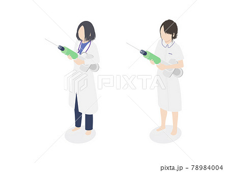 注射器を持つ医者と看護師のイラスト素材のイラスト素材
