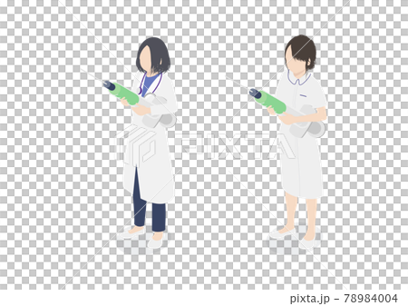 醫生和護士用注射器的插圖素材 醫生和護士用注射器的插圖素材 78984004