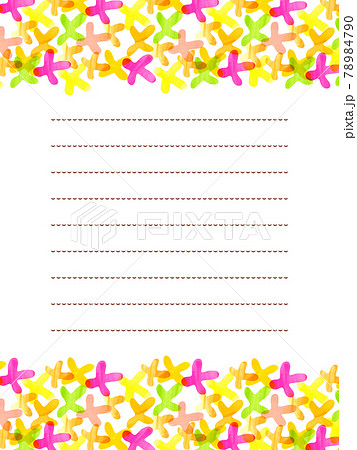 水彩暖色お花お手紙フレーム 78984790