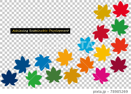 Icon line of autumn leaves of SDGs image 78985269
