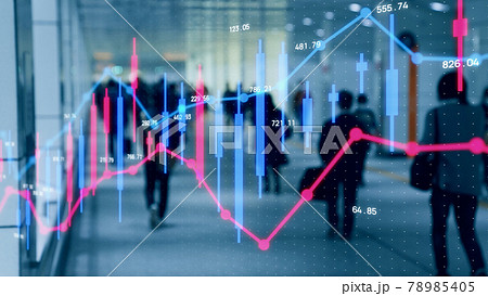 金融イメージ　株価チャート　バブル経済　格差社会 78985405