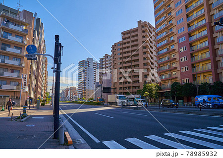 東京都豊島区巣鴨の新庚申塚駅付近の白山通りを南東側(巣鴨4丁目,5丁目)に見る 78985932