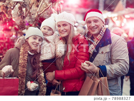 Family portrait at Christmas fair 78988327