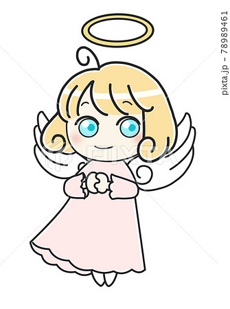 手描き風 天使 ピンクの服のイラスト素材 7461