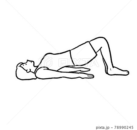 体幹トレーニングの線画イラスト バックブリッジのイラスト素材