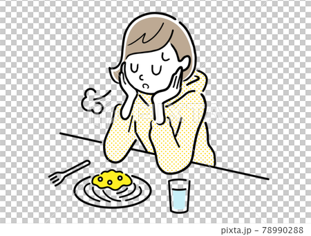 矢量插圖素材:沒有胃口的女孩 矢量插圖素材:沒有胃口的女孩 78990288