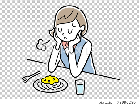 Vector illustration material: Female student with no appetite Vector illustration material: Female student with no appetite 78990289