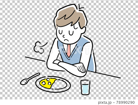 Vector illustration material: Male student with no appetite Vector illustration material: Male student with no appetite 78990290