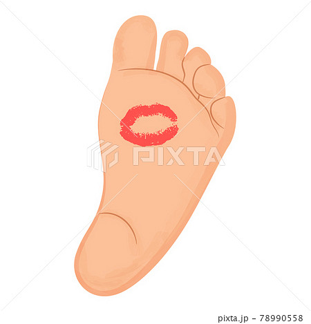 Little baby foot with mom kiss on it. Vector illustration. 78990558
