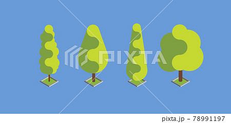 Flat green isometric tree set. Flat design vector illustration. EPS 10. 78991197