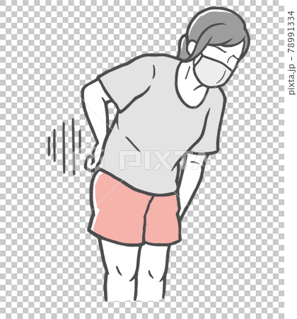 マスク 腰痛 腰 痛い 若い女性 マスク 腰痛 腰 痛い 若い女性 78991334