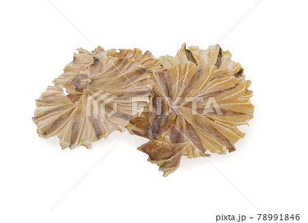 raw dried stingray radiating circular fish on white background. 78991846